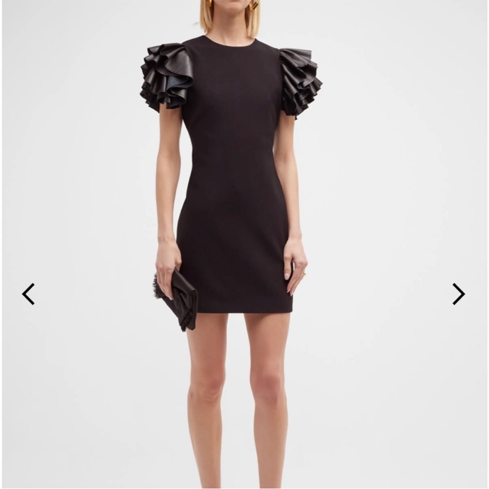 Alice + Olivia “Eunice” vegan leather ruffle sleeve dress - size 4 Black